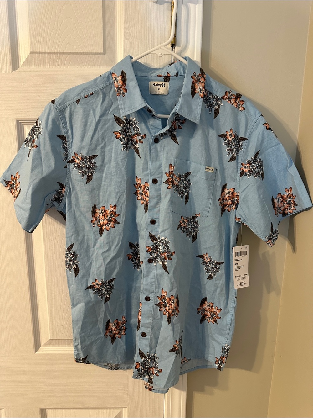 Hurley Sky Blue Floral Button-Down Shirt